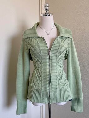 Liz Claiborne Cable Knit Zip Up Sweater